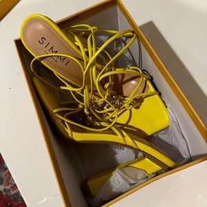 Yellow wrap heels!